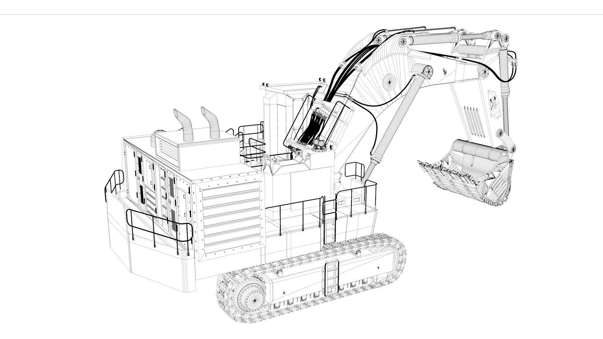 Mining Excavator Rigged  3D model_42