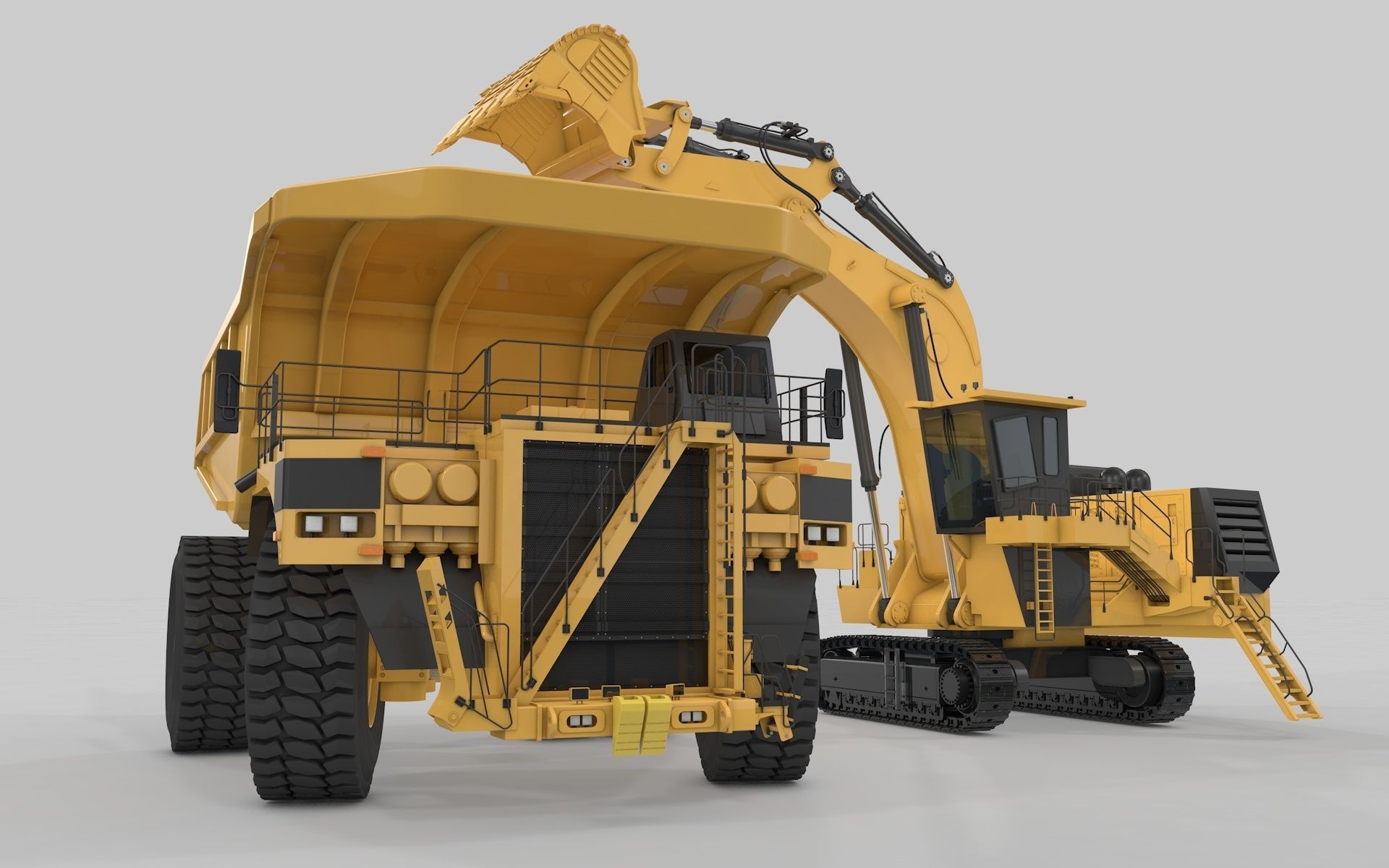 Mining Excavator Rigged  3D model_39