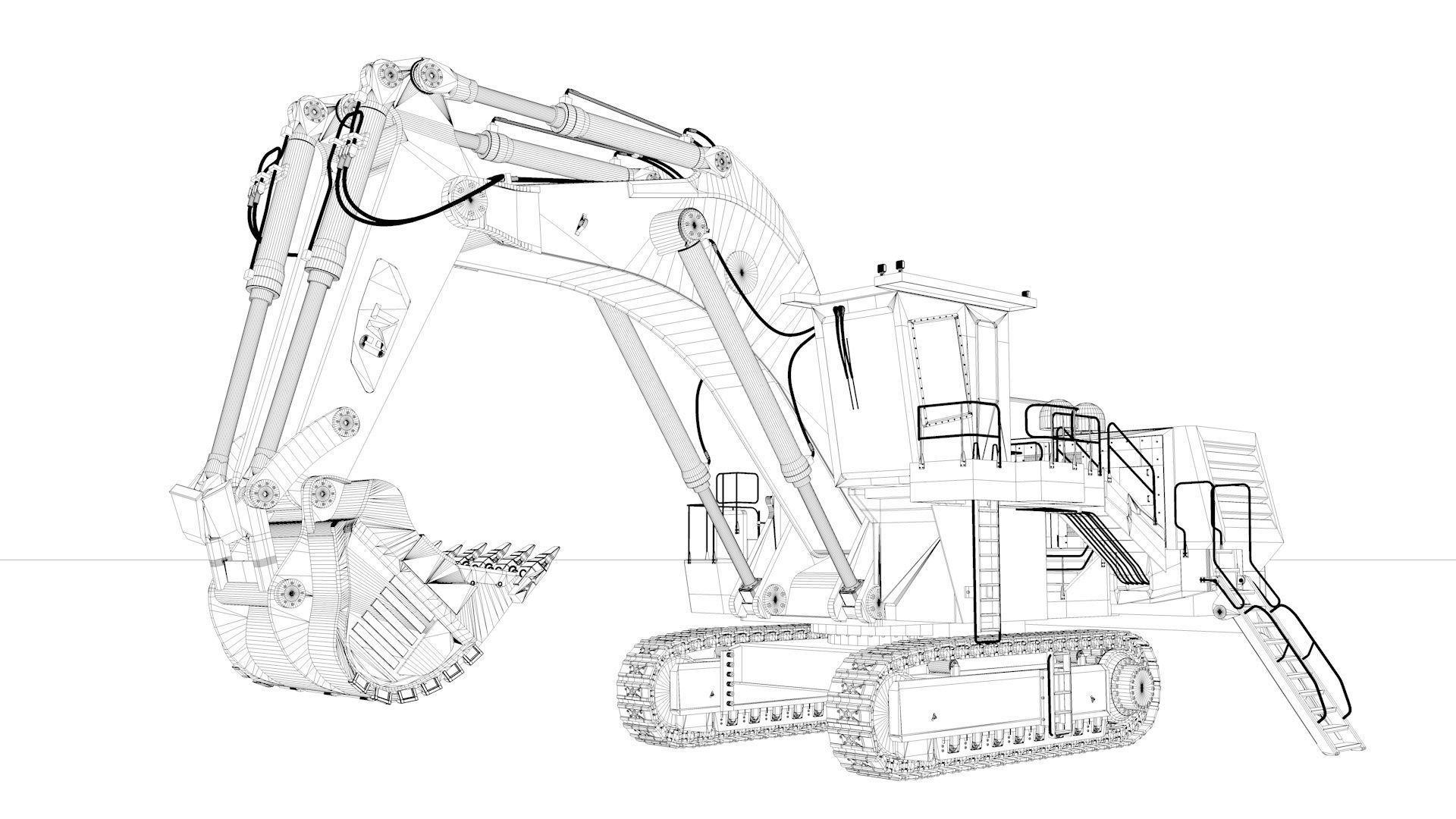 Mining Excavator Rigged  3D model_41