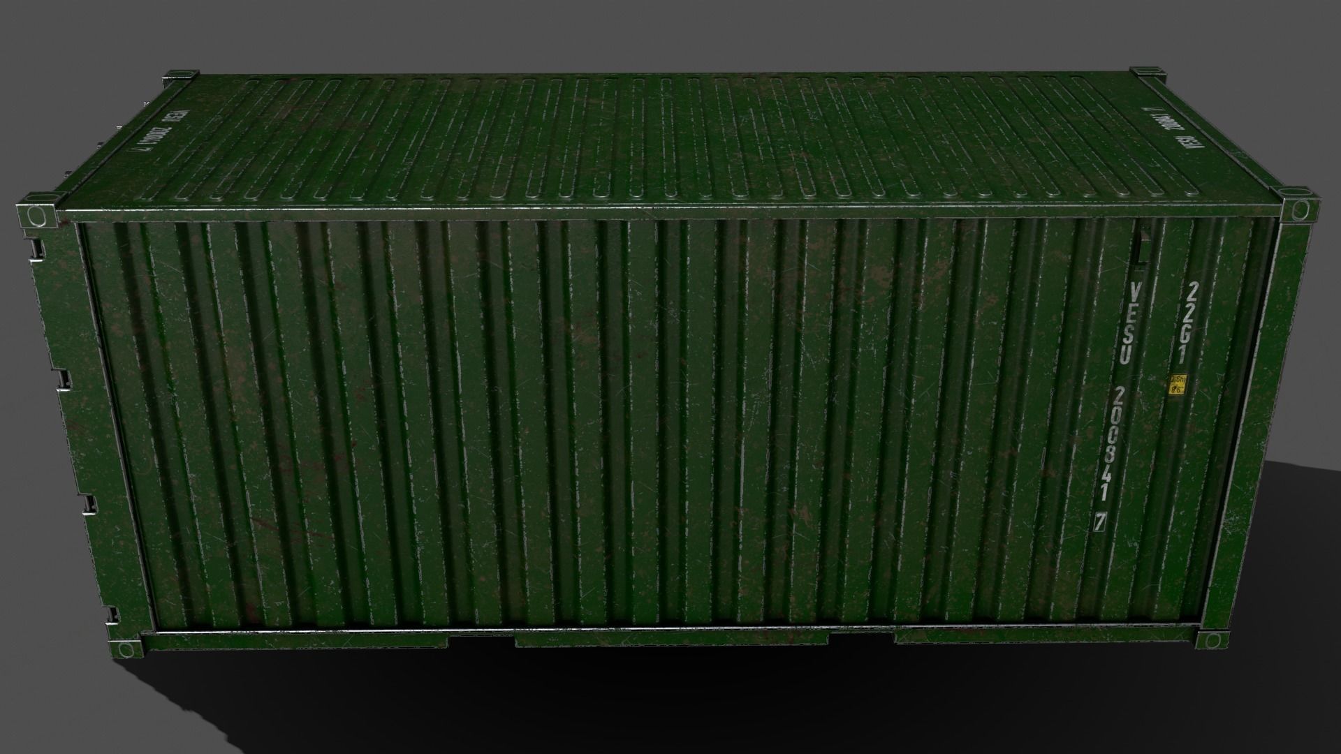 PBR 20 ft Shipping Cargo Container Version 1 - Green Low-poly 3D model_8