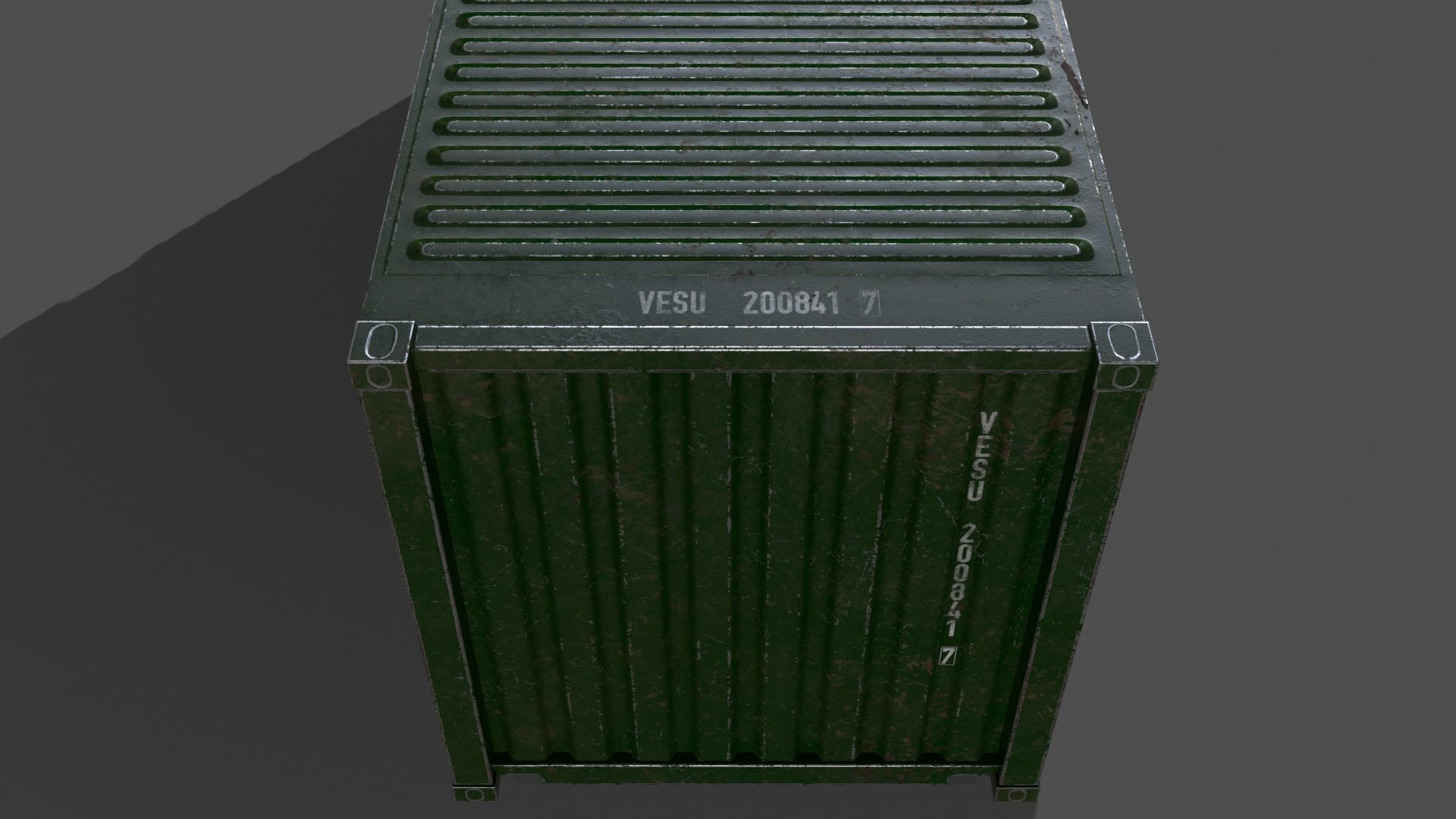 PBR 20 ft Shipping Cargo Container Version 1 - Green Low-poly 3D model_12
