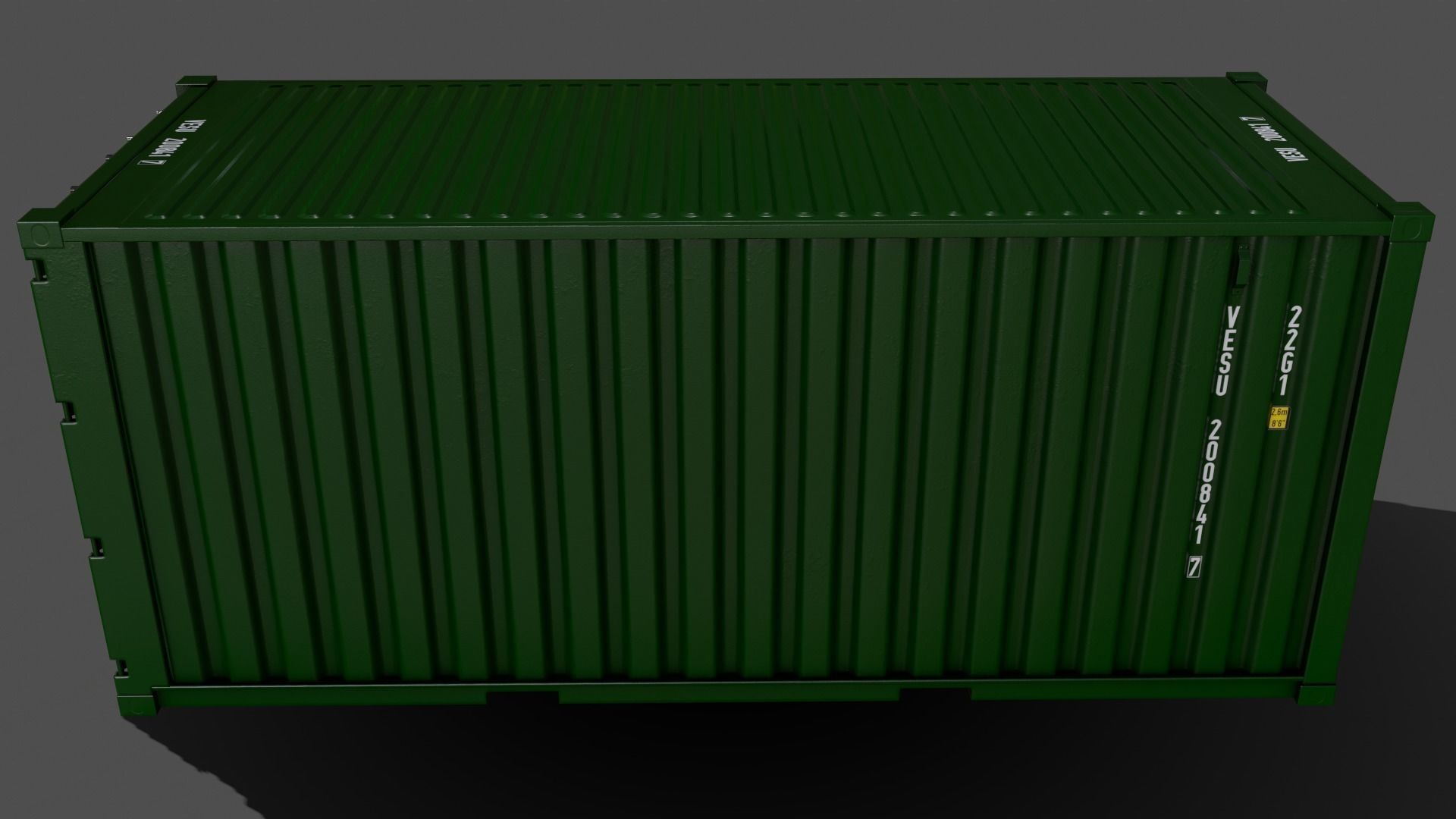 PBR 20 ft Shipping Cargo Container Version 1 - Green Low-poly 3D model_7