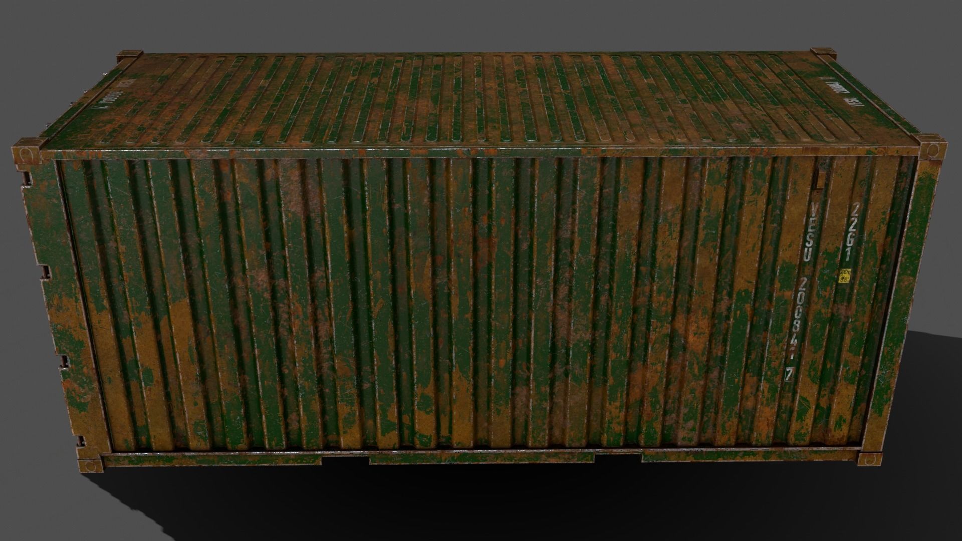 PBR 20 ft Shipping Cargo Container Version 1 - Green Low-poly 3D model_9