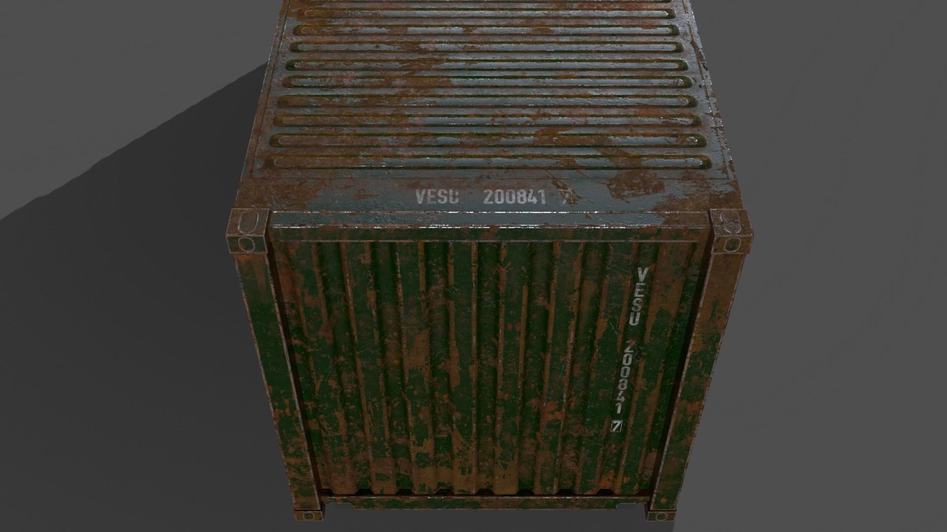 PBR 20 ft Shipping Cargo Container Version 1 - Green Low-poly 3D model_13