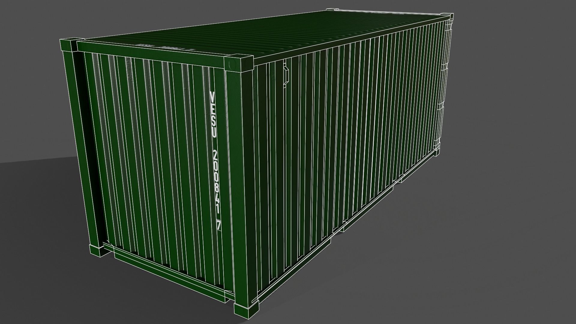 PBR 20 ft Shipping Cargo Container Version 1 - Green Low-poly 3D model_18