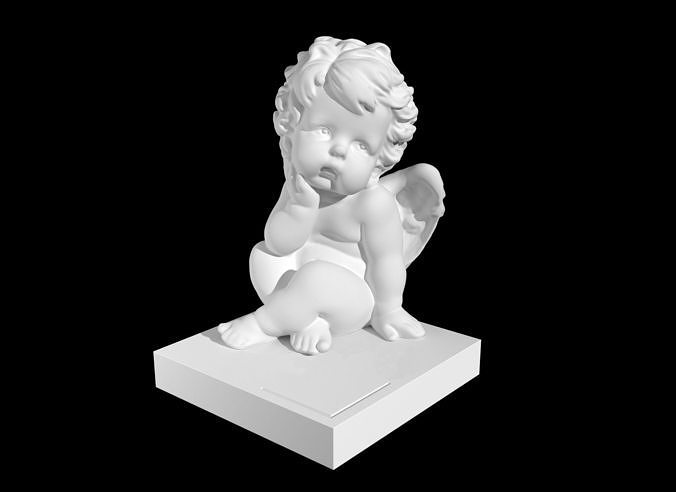 angel 3d print model cupid statue Low-poly 3D print model