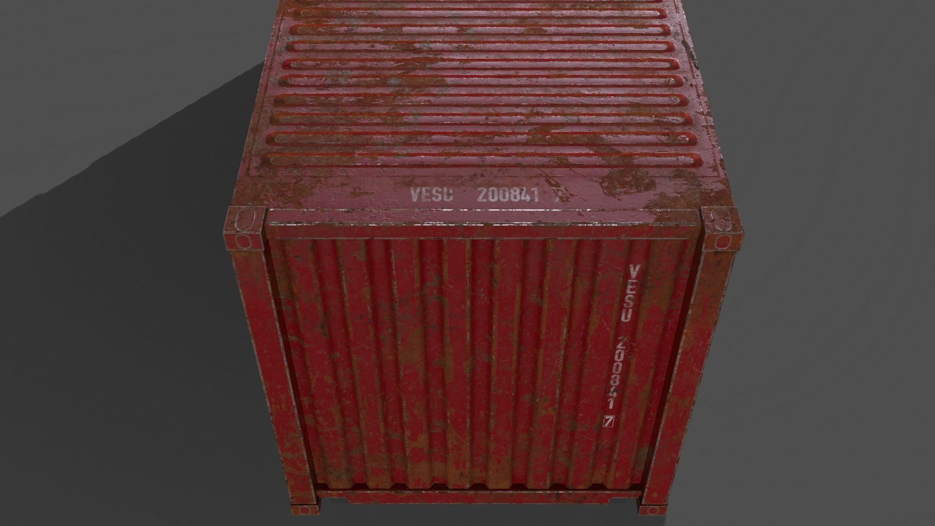 PBR 20 ft Shipping Cargo Container Version 1 - Red Low-poly 3D model_13