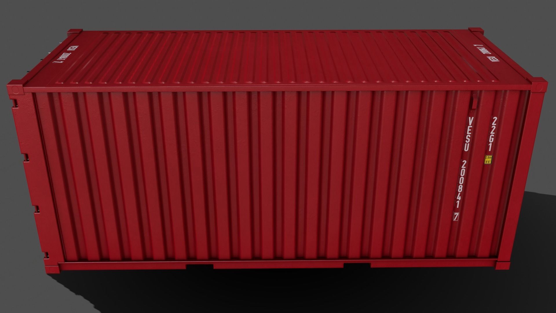 PBR 20 ft Shipping Cargo Container Version 1 - Red Low-poly 3D model_7