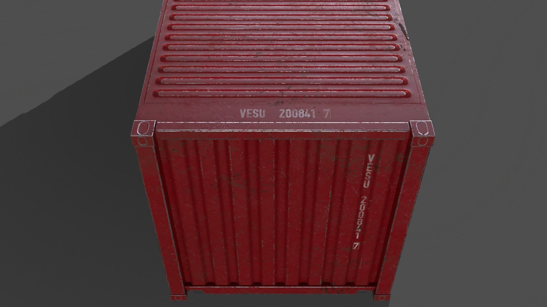 PBR 20 ft Shipping Cargo Container Version 1 - Red Low-poly 3D model_12