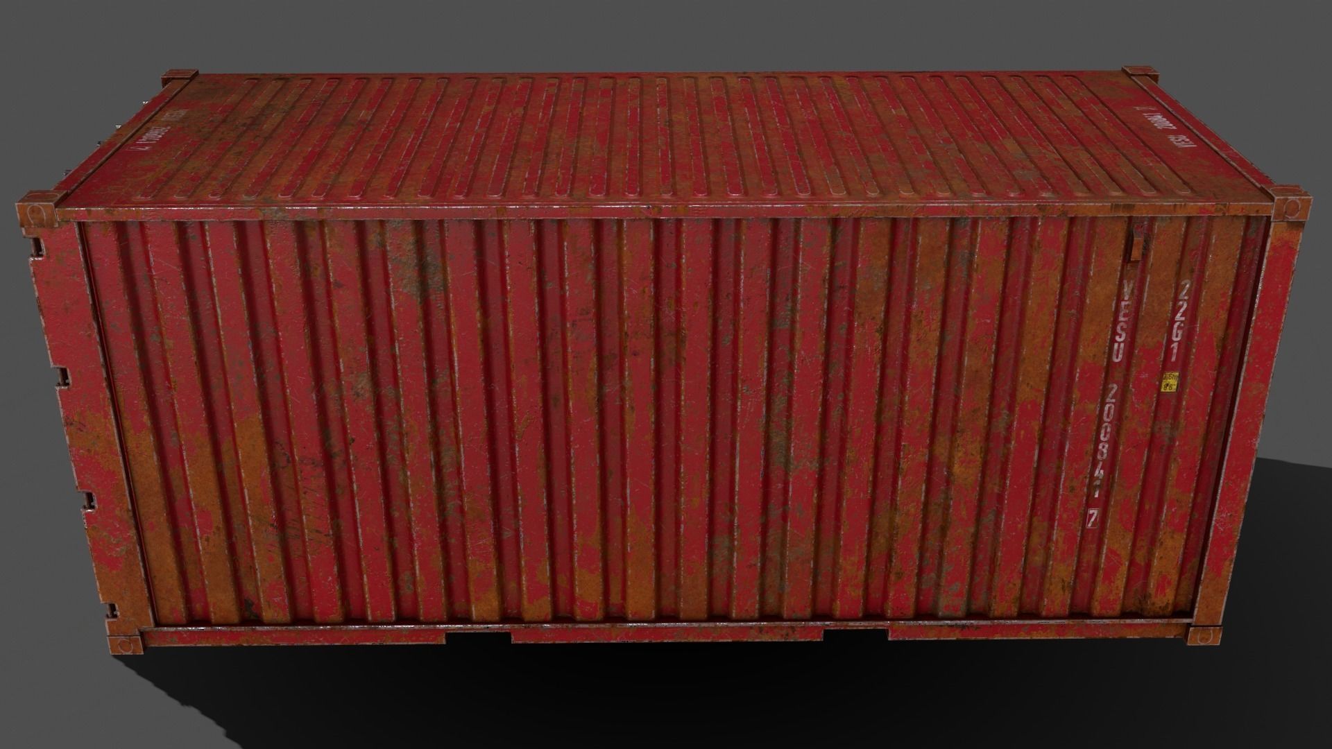 PBR 20 ft Shipping Cargo Container Version 1 - Red Low-poly 3D model_9