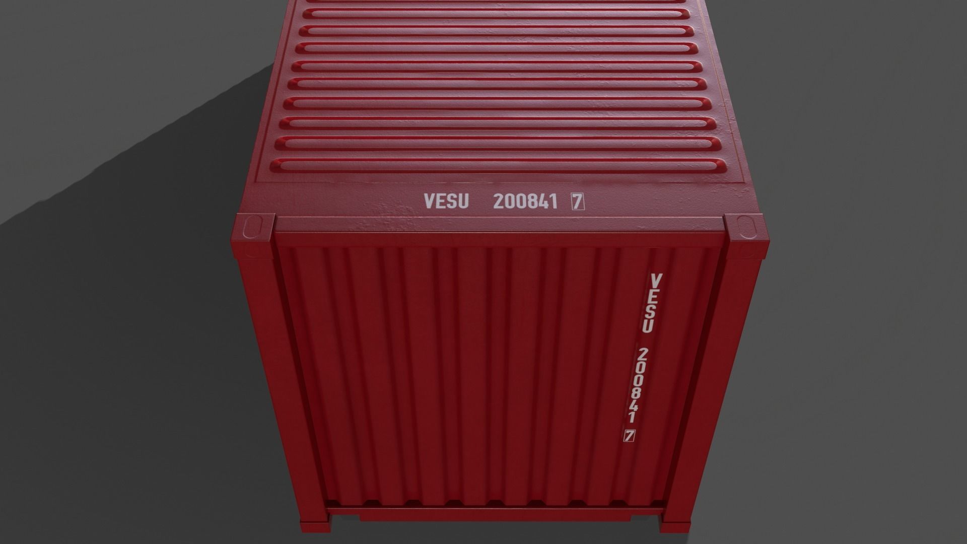 PBR 20 ft Shipping Cargo Container Version 1 - Red Low-poly 3D model_11