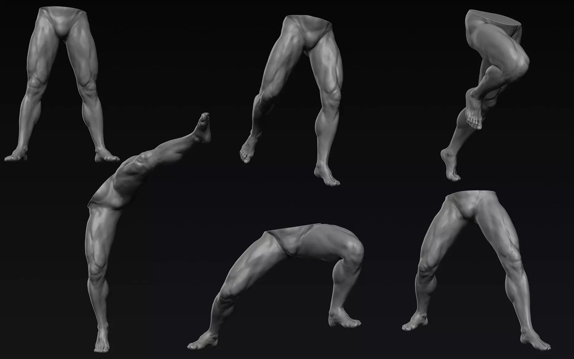 Male Legs 6 Poses 3D model