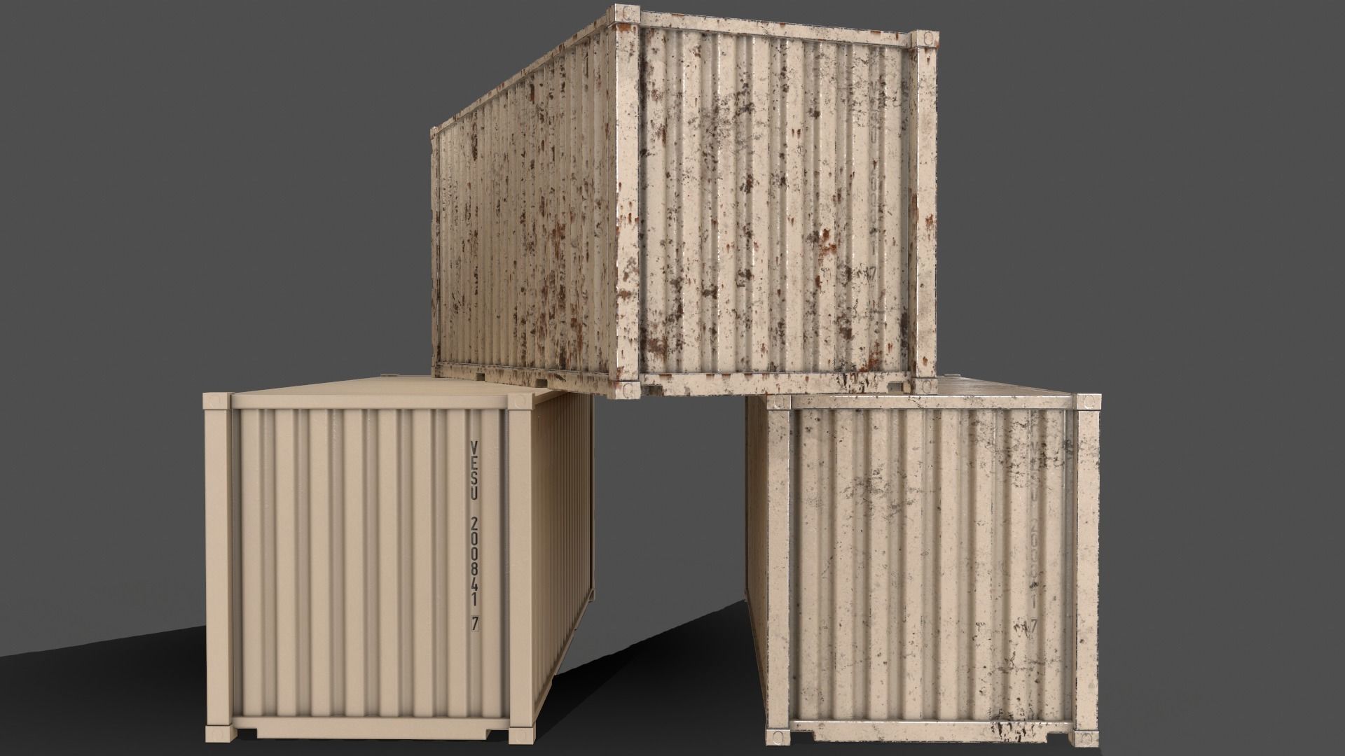PBR 20 ft Shipping Cargo Container Version 1 - White Low-poly 3D model_10