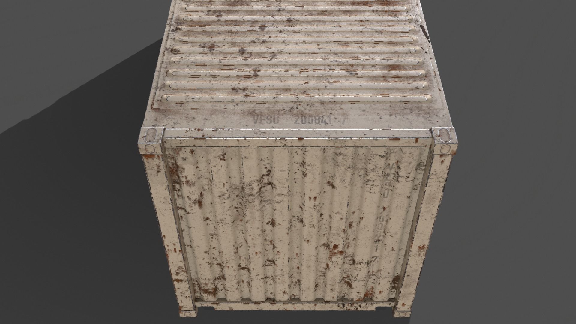 PBR 20 ft Shipping Cargo Container Version 1 - White Low-poly 3D model_13