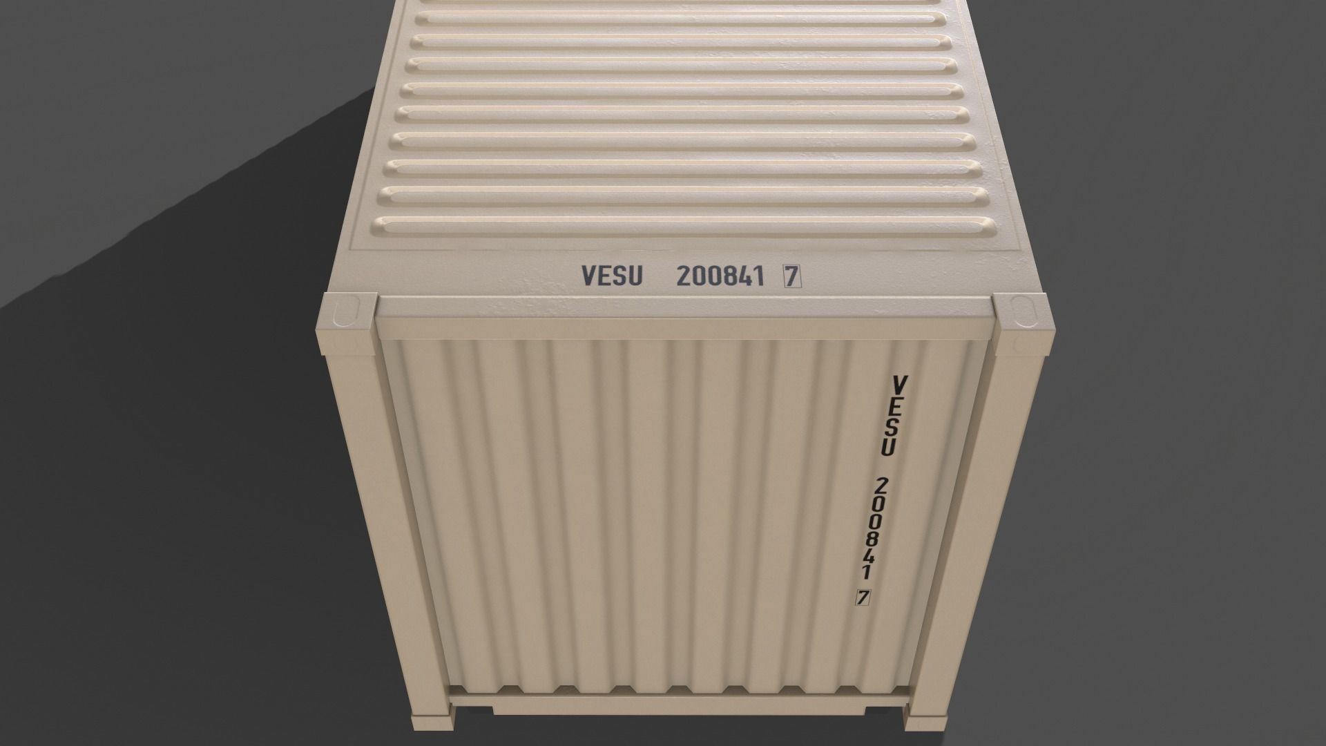 PBR 20 ft Shipping Cargo Container Version 1 - White Low-poly 3D model_11