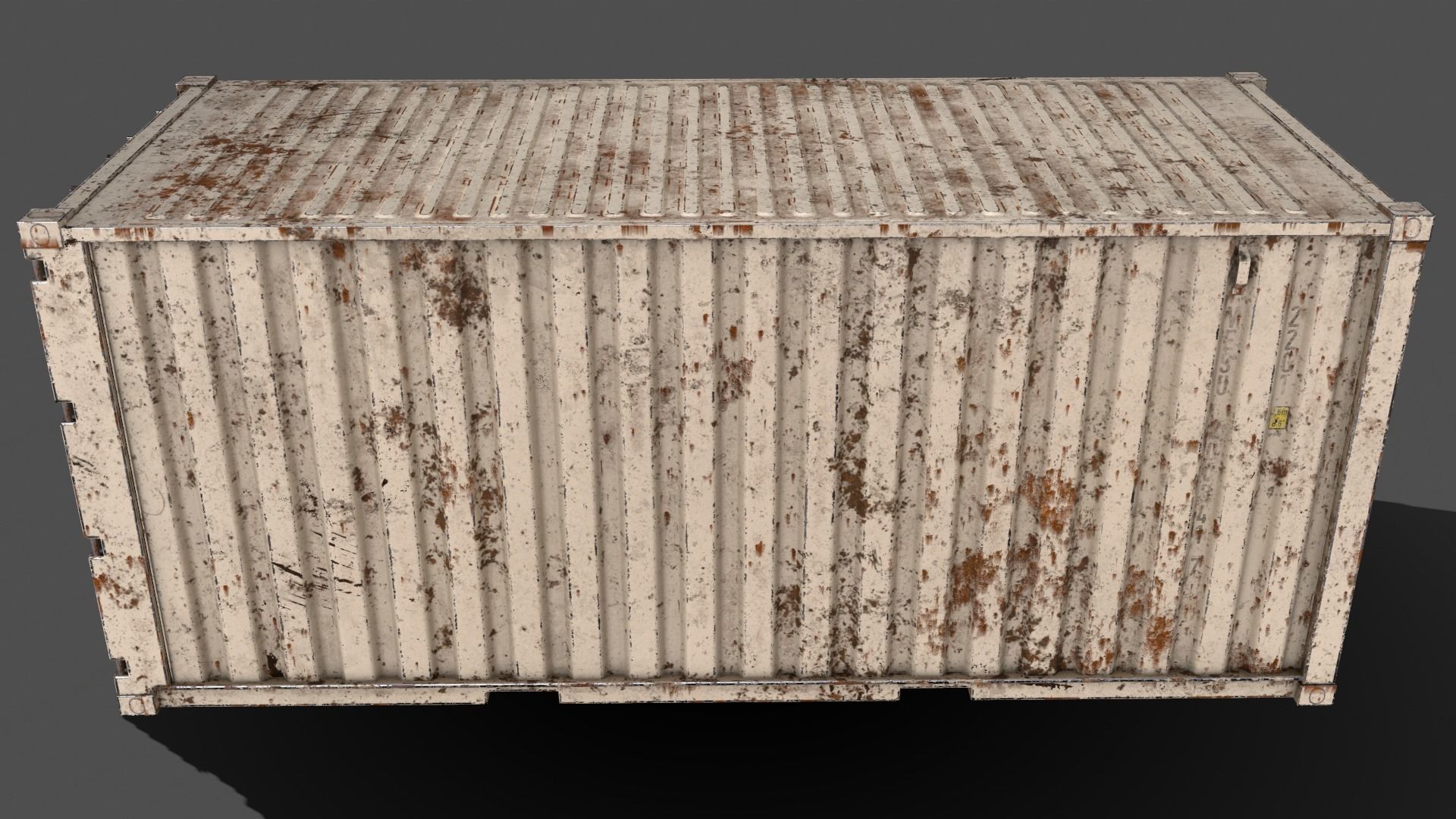 PBR 20 ft Shipping Cargo Container Version 1 - White Low-poly 3D model_9