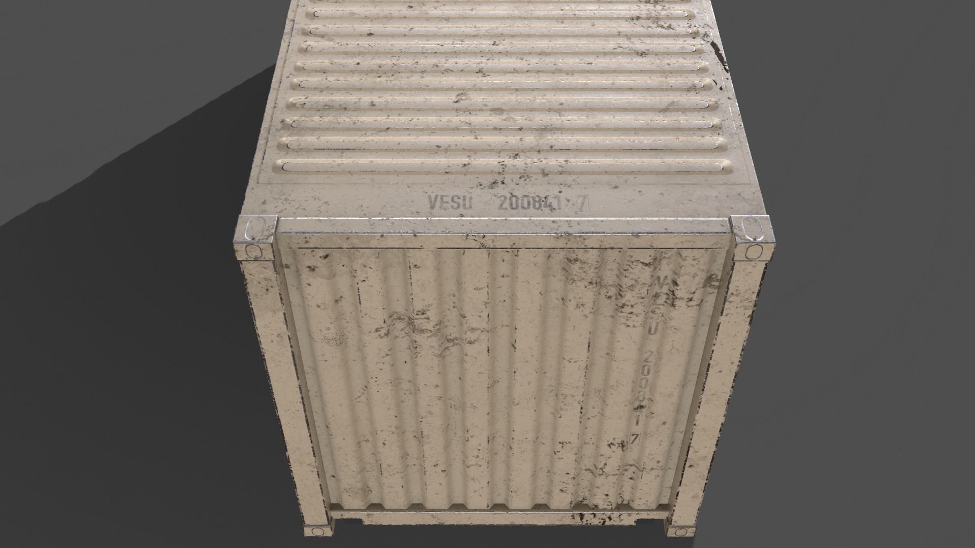 PBR 20 ft Shipping Cargo Container Version 1 - White Low-poly 3D model_12