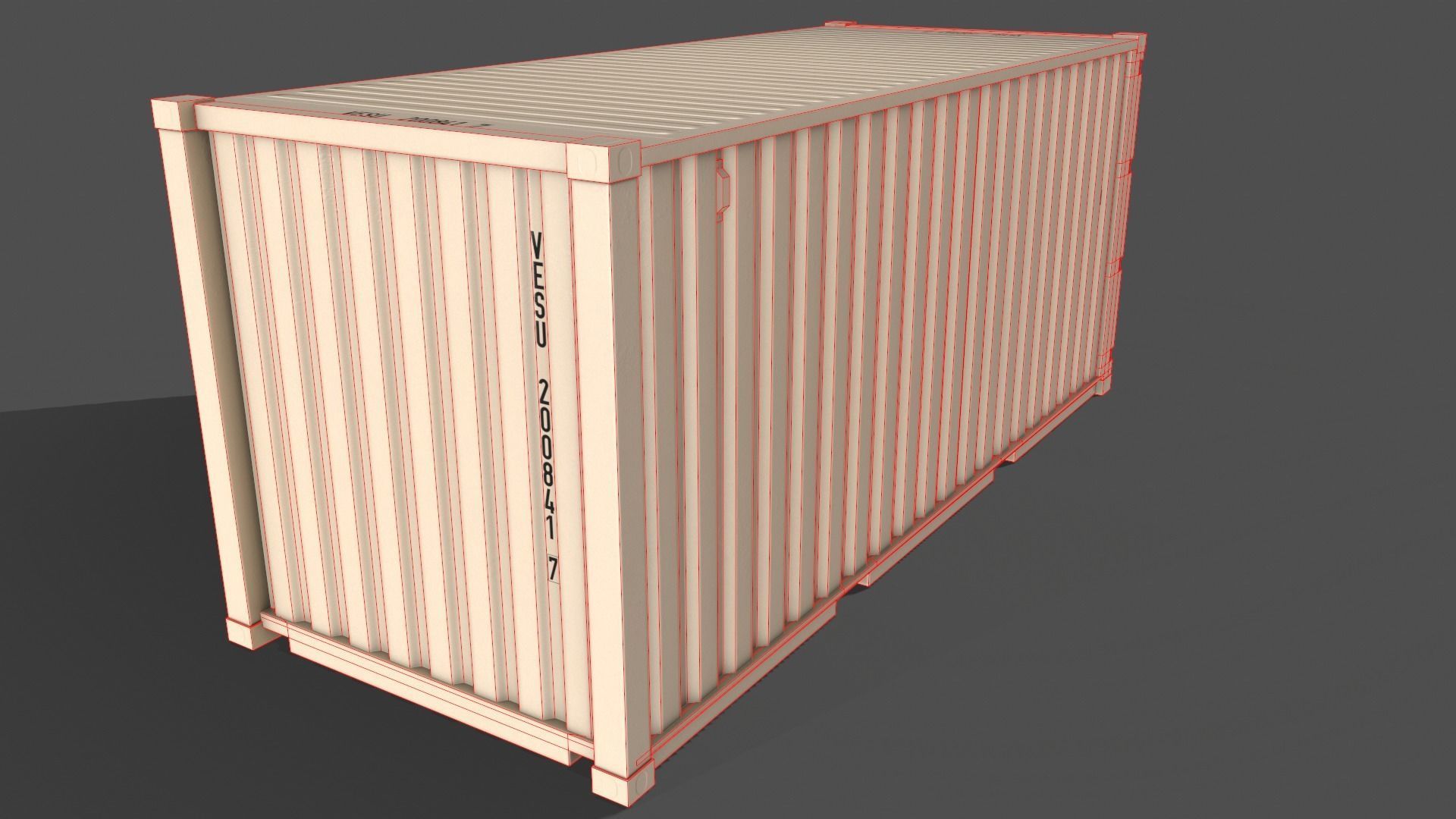 PBR 20 ft Shipping Cargo Container Version 1 - White Low-poly 3D model_18