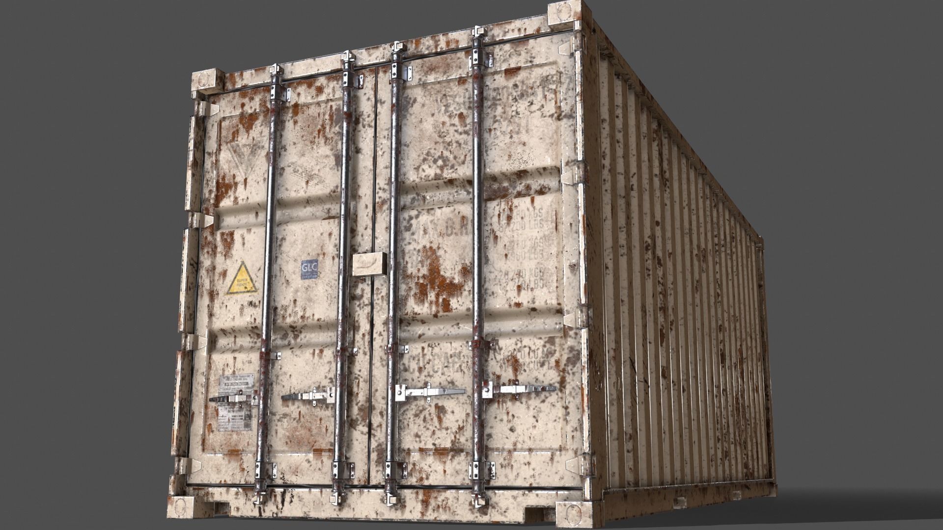 PBR 20 ft Shipping Cargo Container Version 1 - White Low-poly 3D model_16