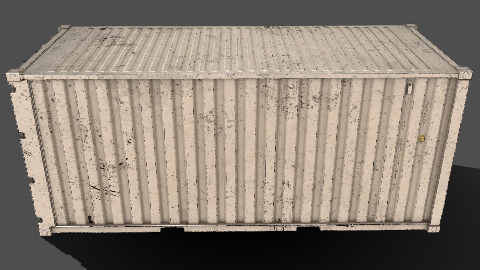 PBR 20 ft Shipping Cargo Container Version 1 - White Low-poly 3D model_8