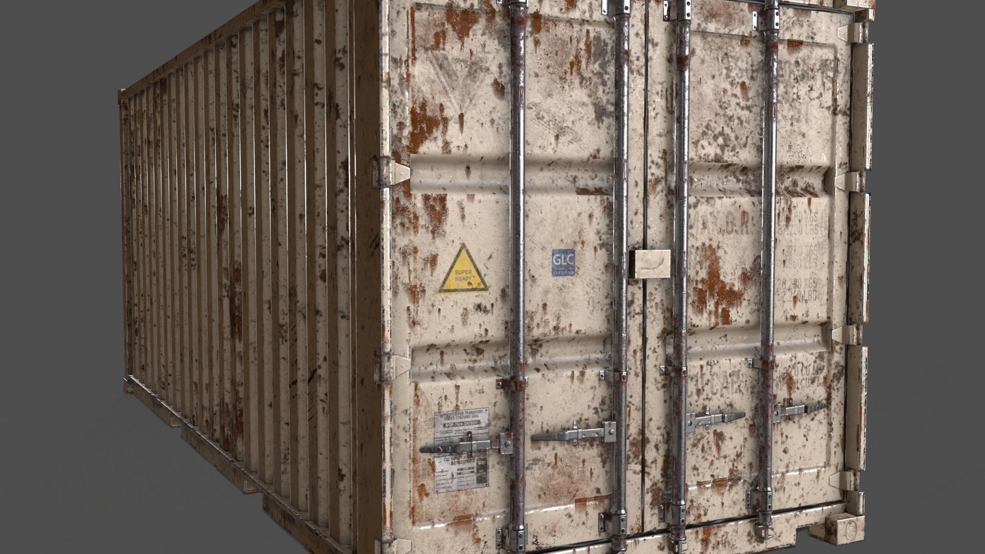 PBR 20 ft Shipping Cargo Container Version 1 - White Low-poly 3D model_6