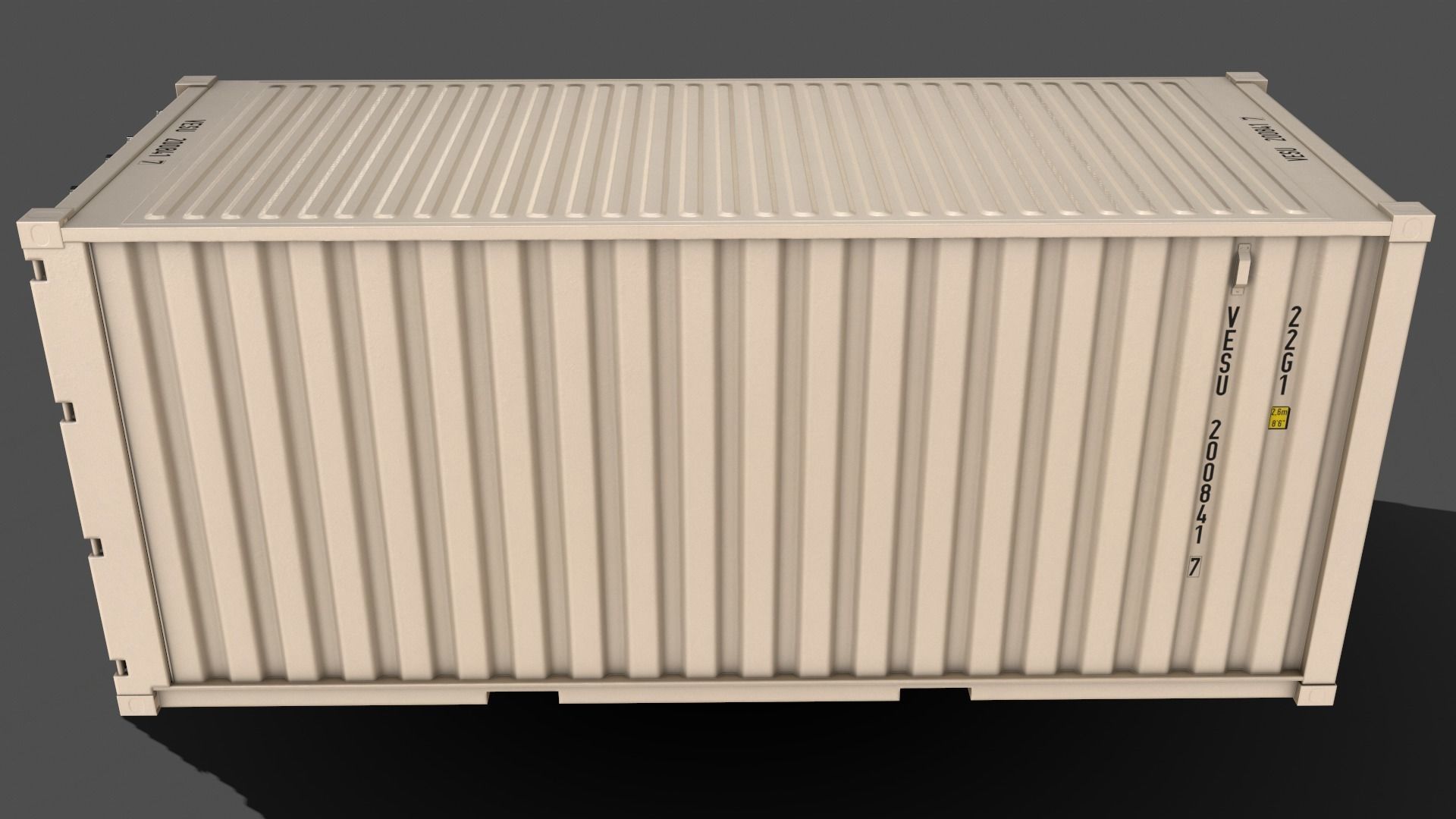 PBR 20 ft Shipping Cargo Container Version 1 - White Low-poly 3D model_7