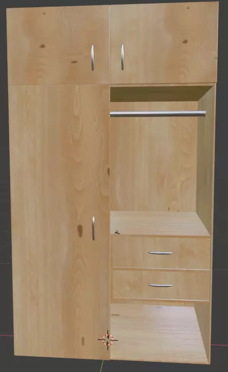 Cupboard wardrobe with shelves and drawers 3D model_0