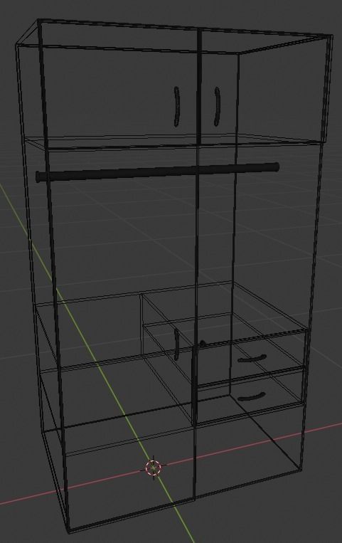 Cupboard wardrobe with shelves and drawers 3D model_4