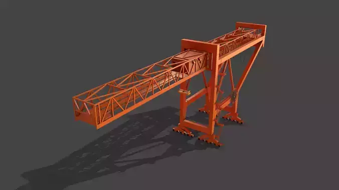PBR Port Container Crane - Orange Low-poly 3D model