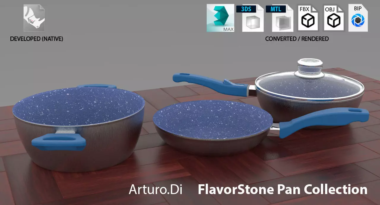 Flavor stone Pan Collection Low-poly 3D model