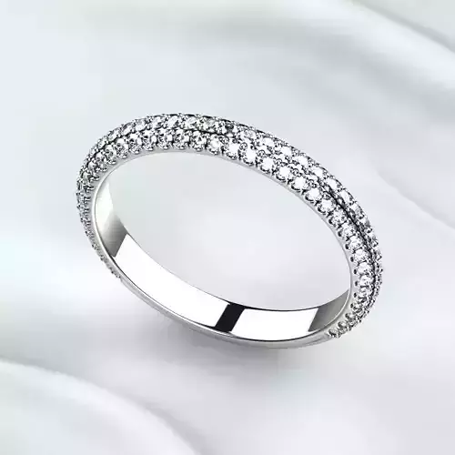 Pave Gems Wedding Gold Ring 3D print model