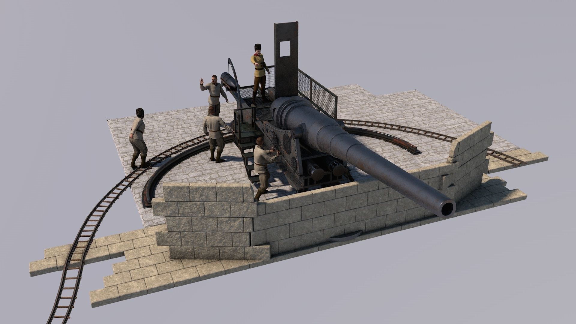 artillery battery krupp 3D model_2