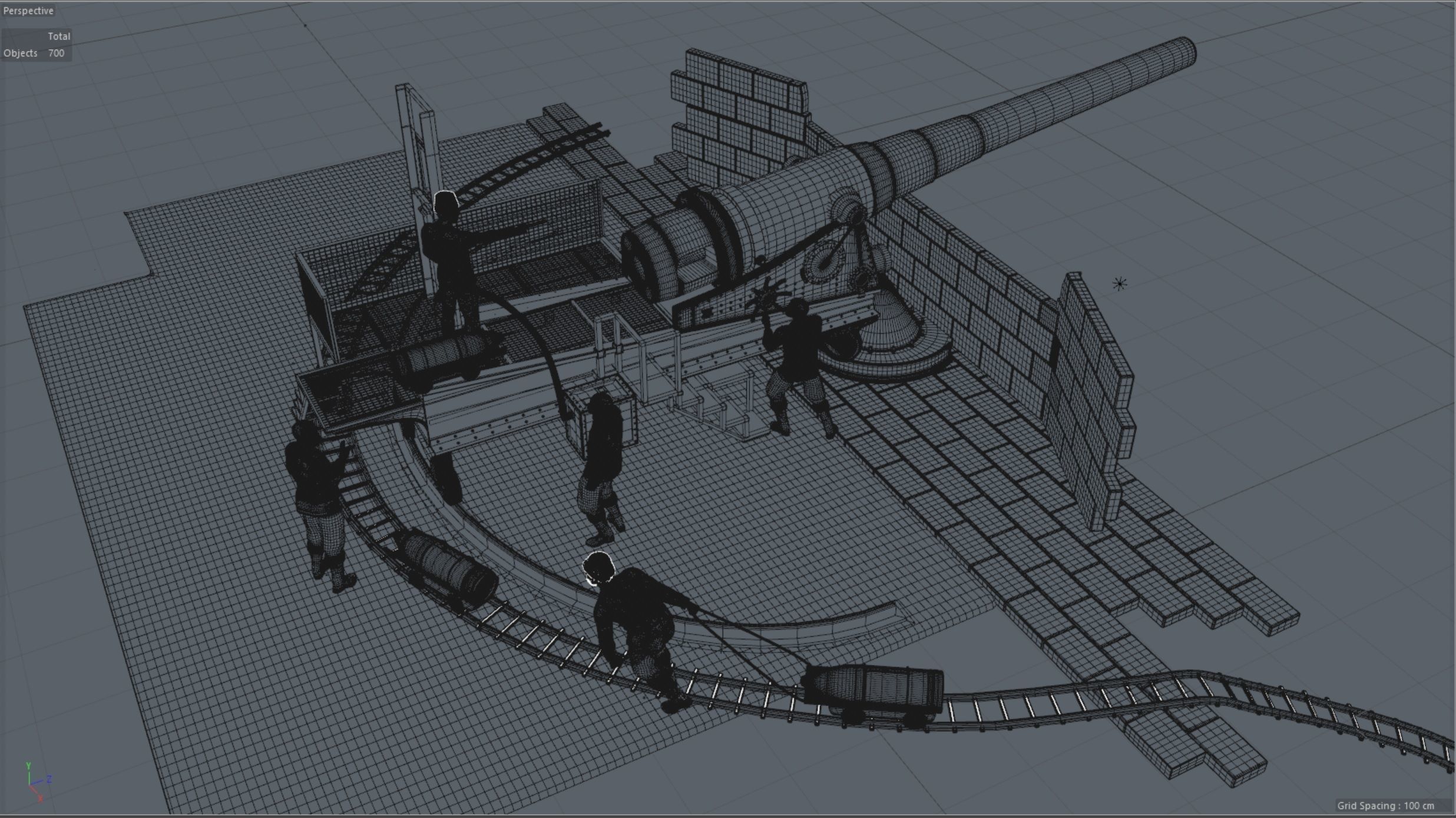 artillery battery krupp 3D model_6