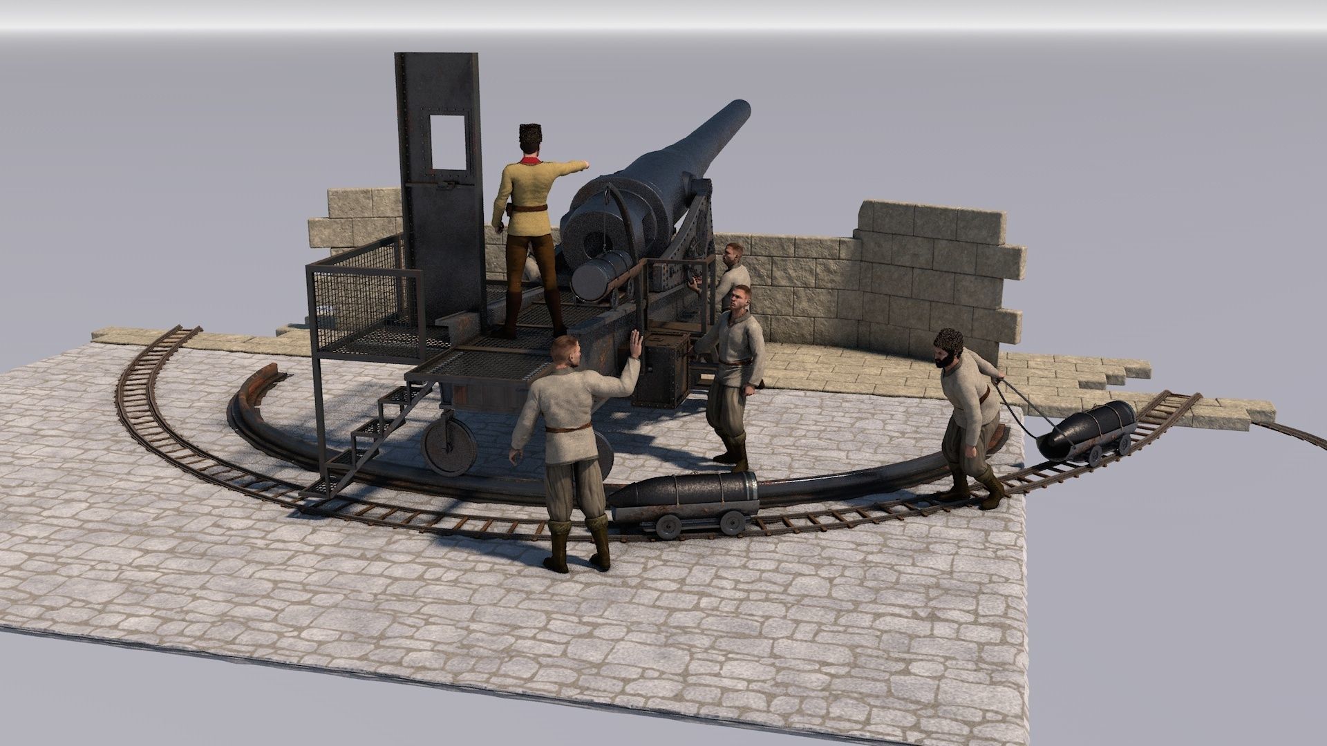 artillery battery krupp 3D model_3
