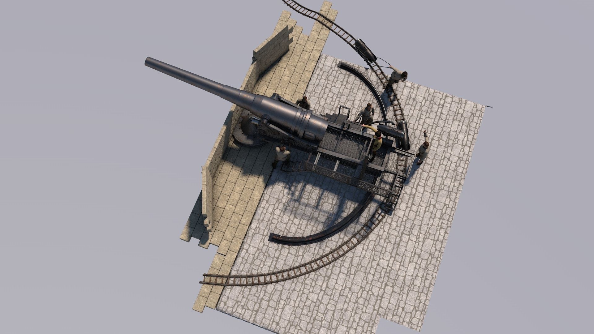 artillery battery krupp 3D model_4