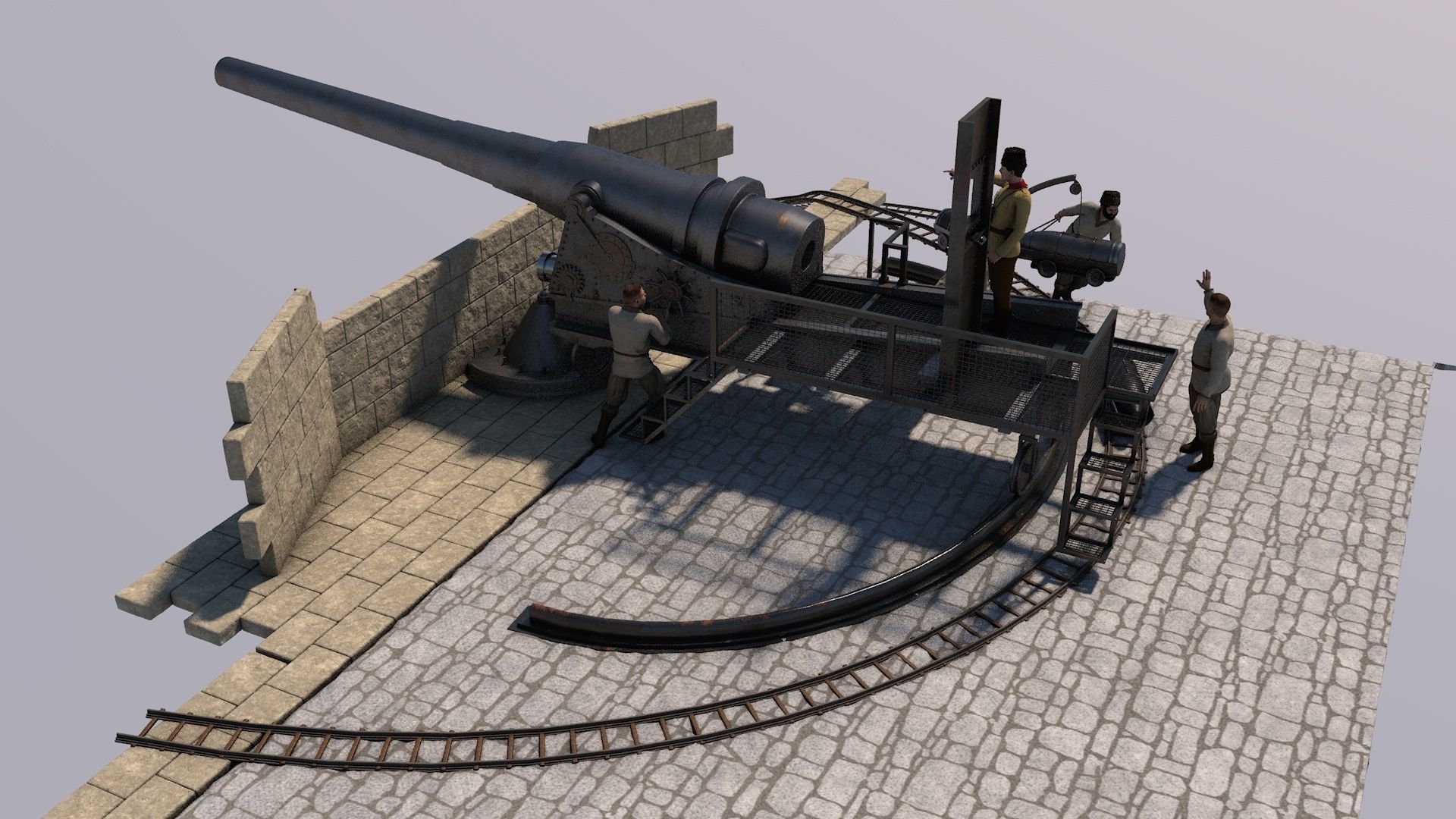 artillery battery krupp 3D model_5