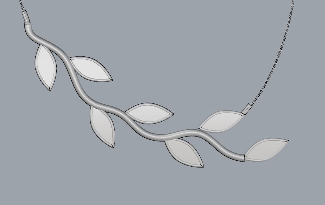 Leaf Necklace 3D print model_3