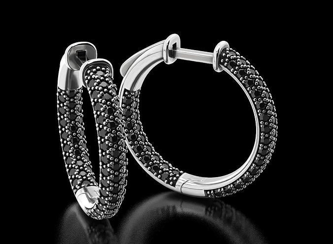 Stylish Round Diamond Earrings 497 3D print model
