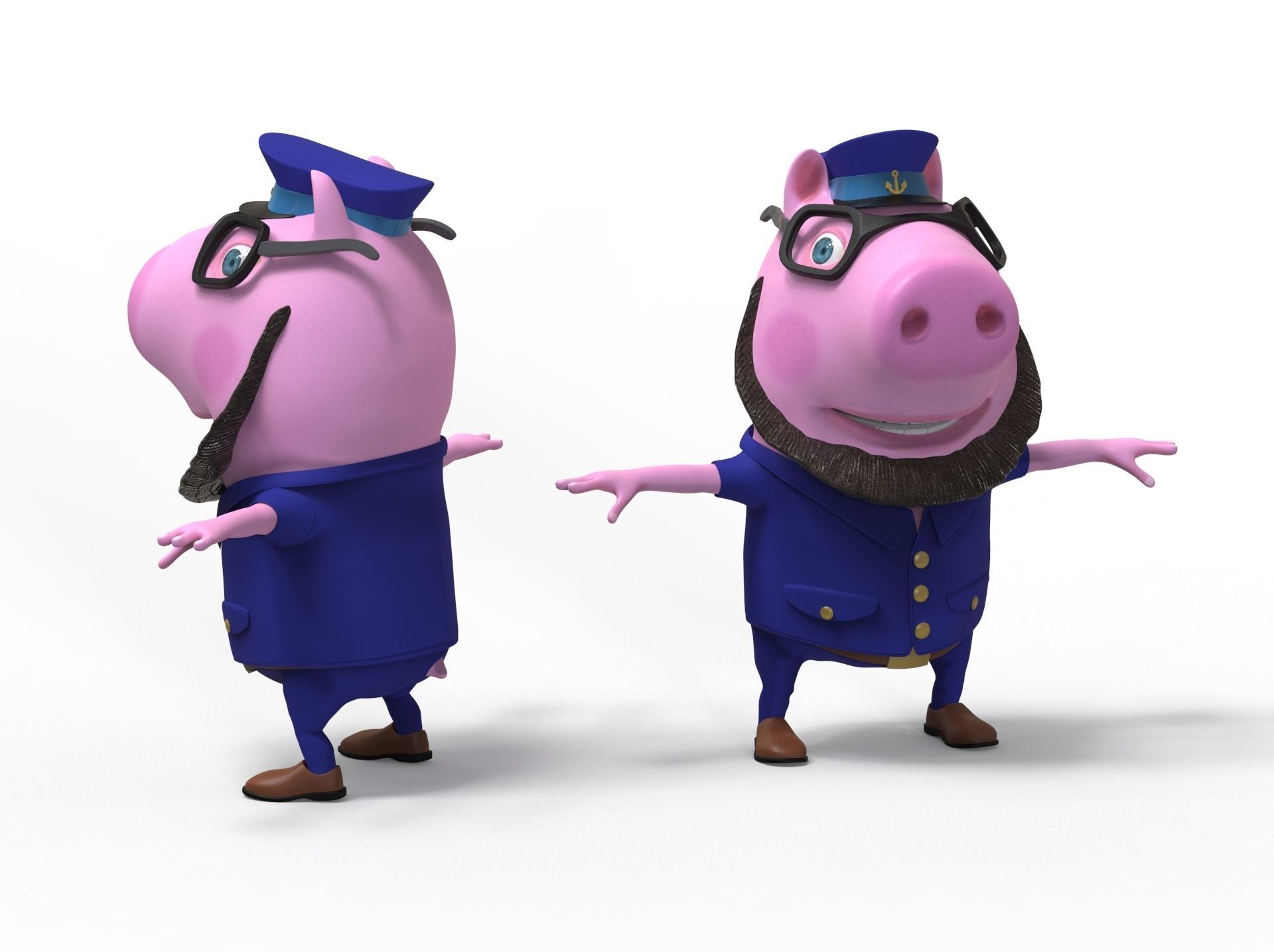 Pig Captain-cartoon character 3D model_7