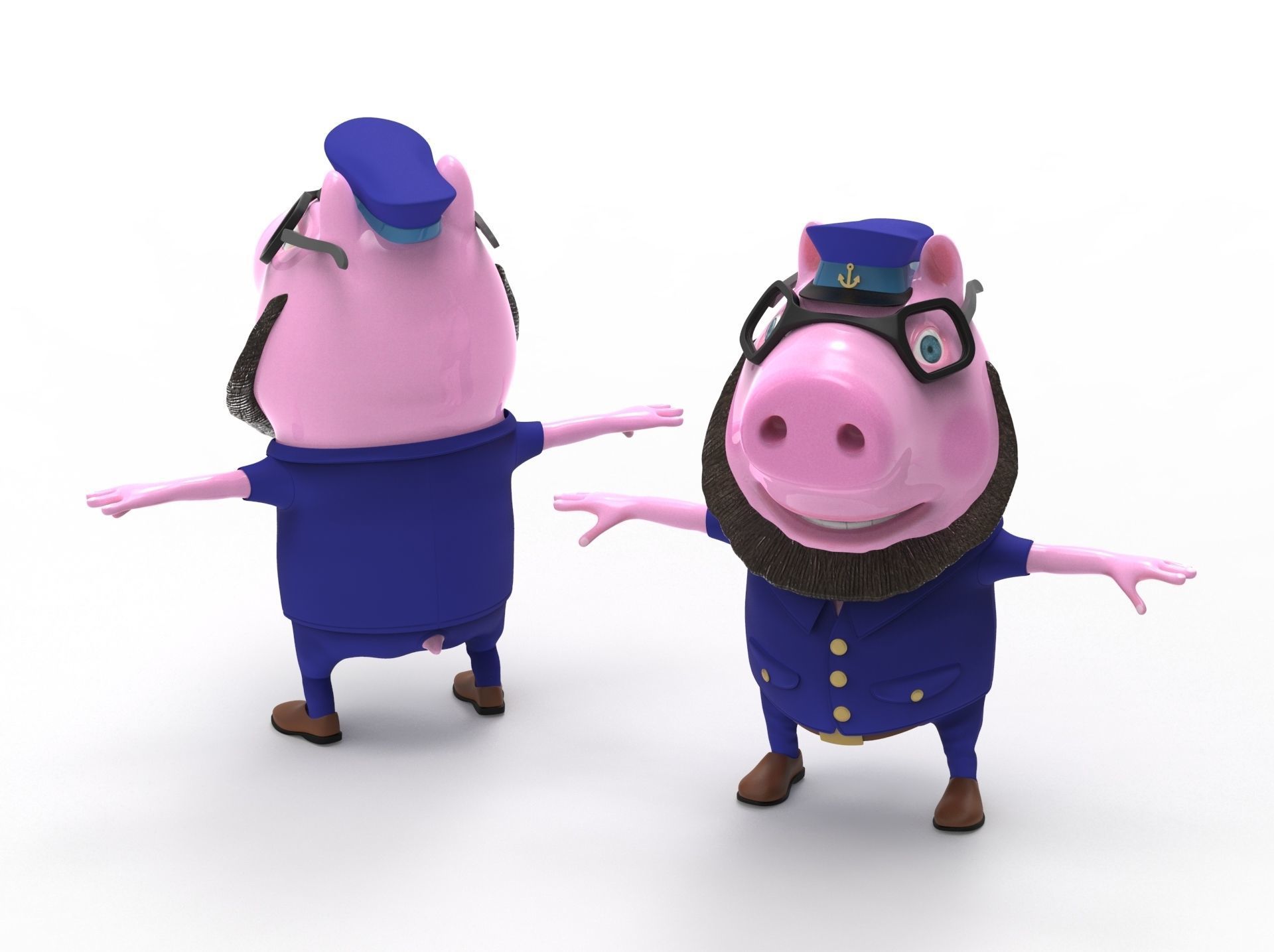 Pig Captain-cartoon character 3D model_1