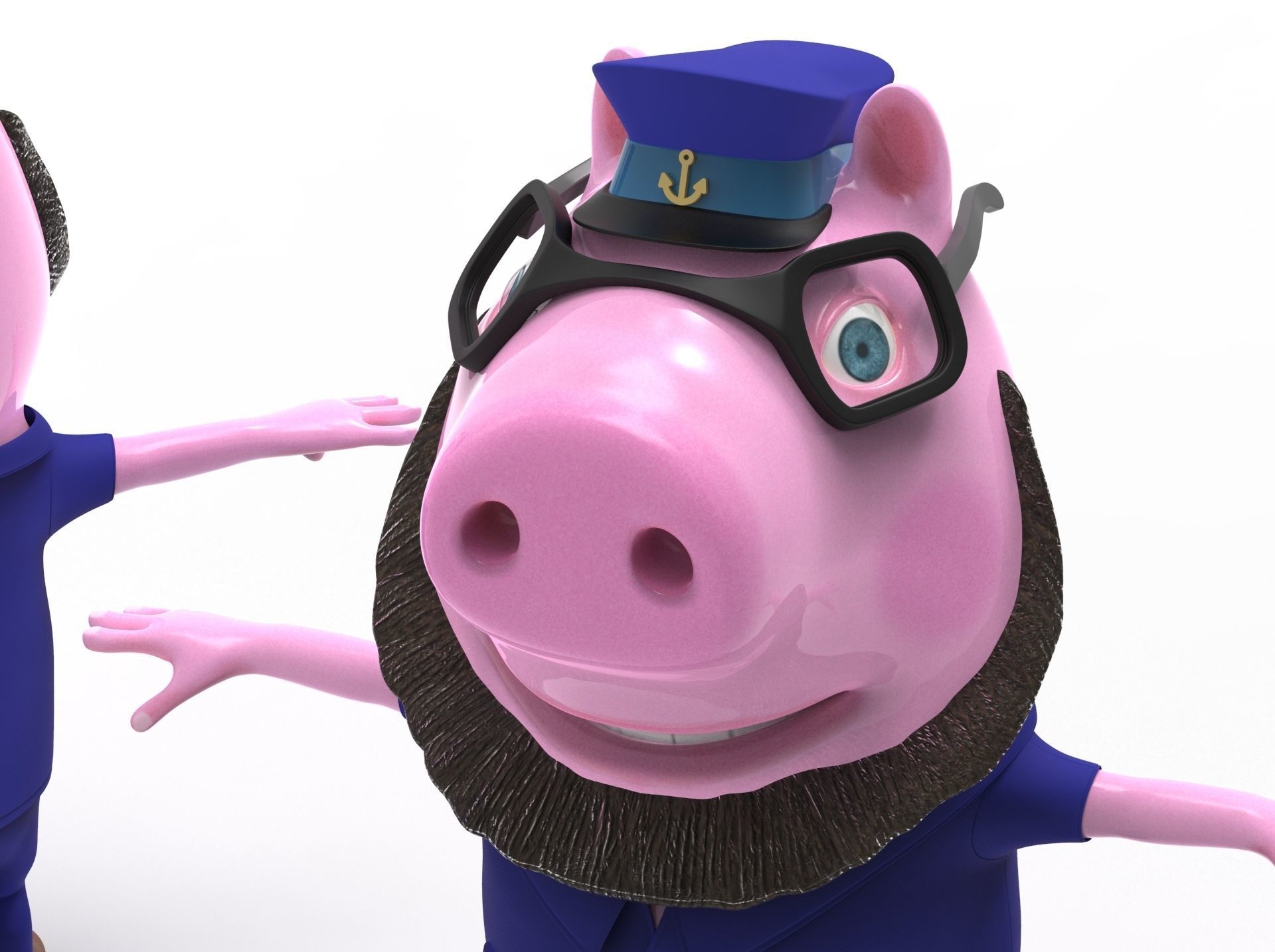 Pig Captain-cartoon character 3D model_4