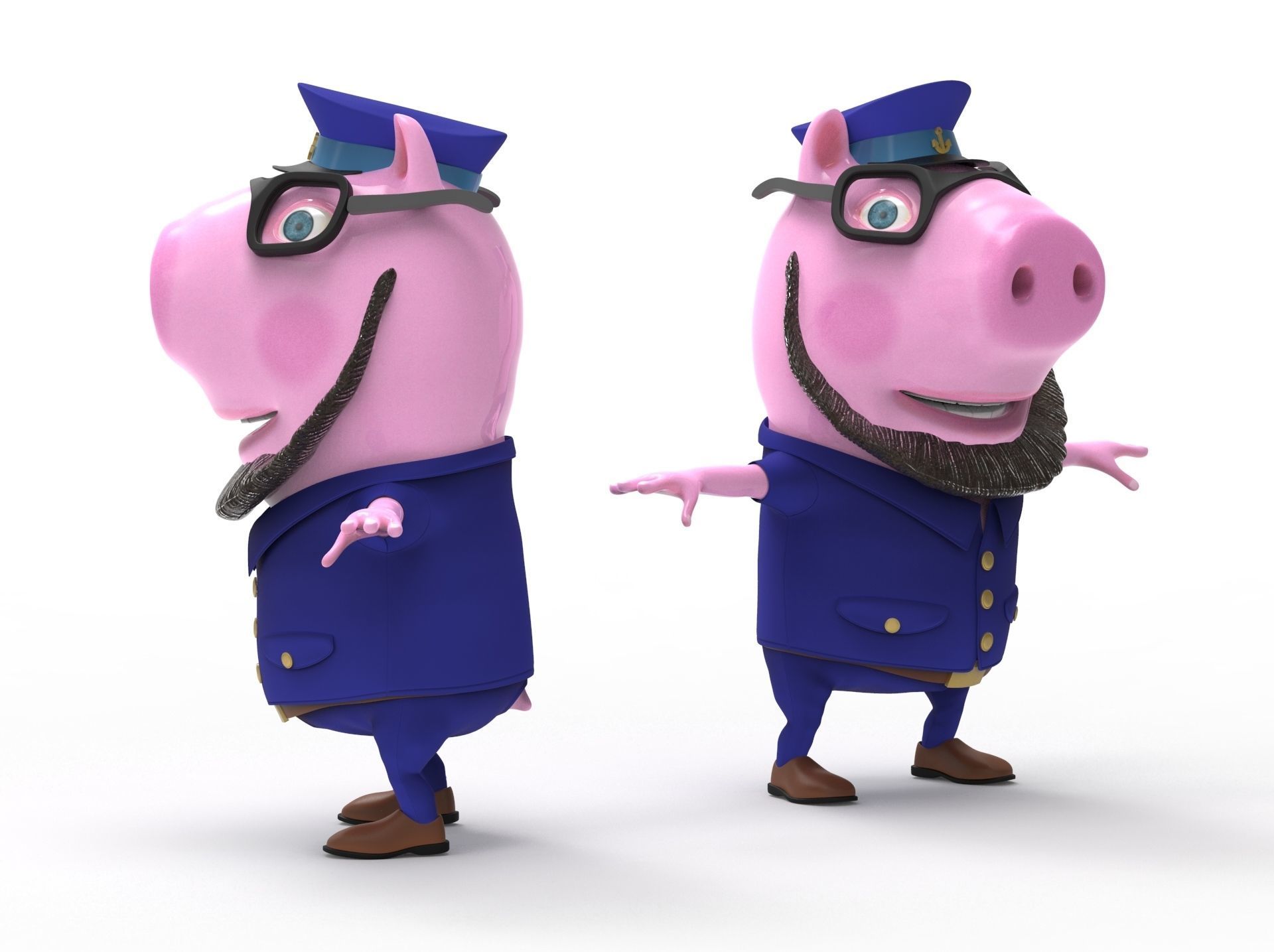 Pig Captain-cartoon character 3D model_5