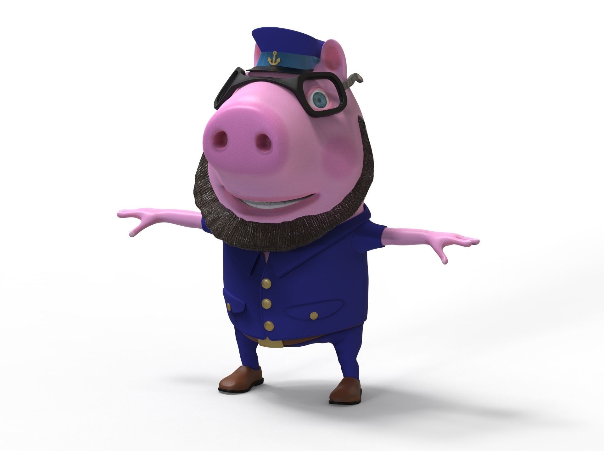 Pig Captain-cartoon character 3D model_3