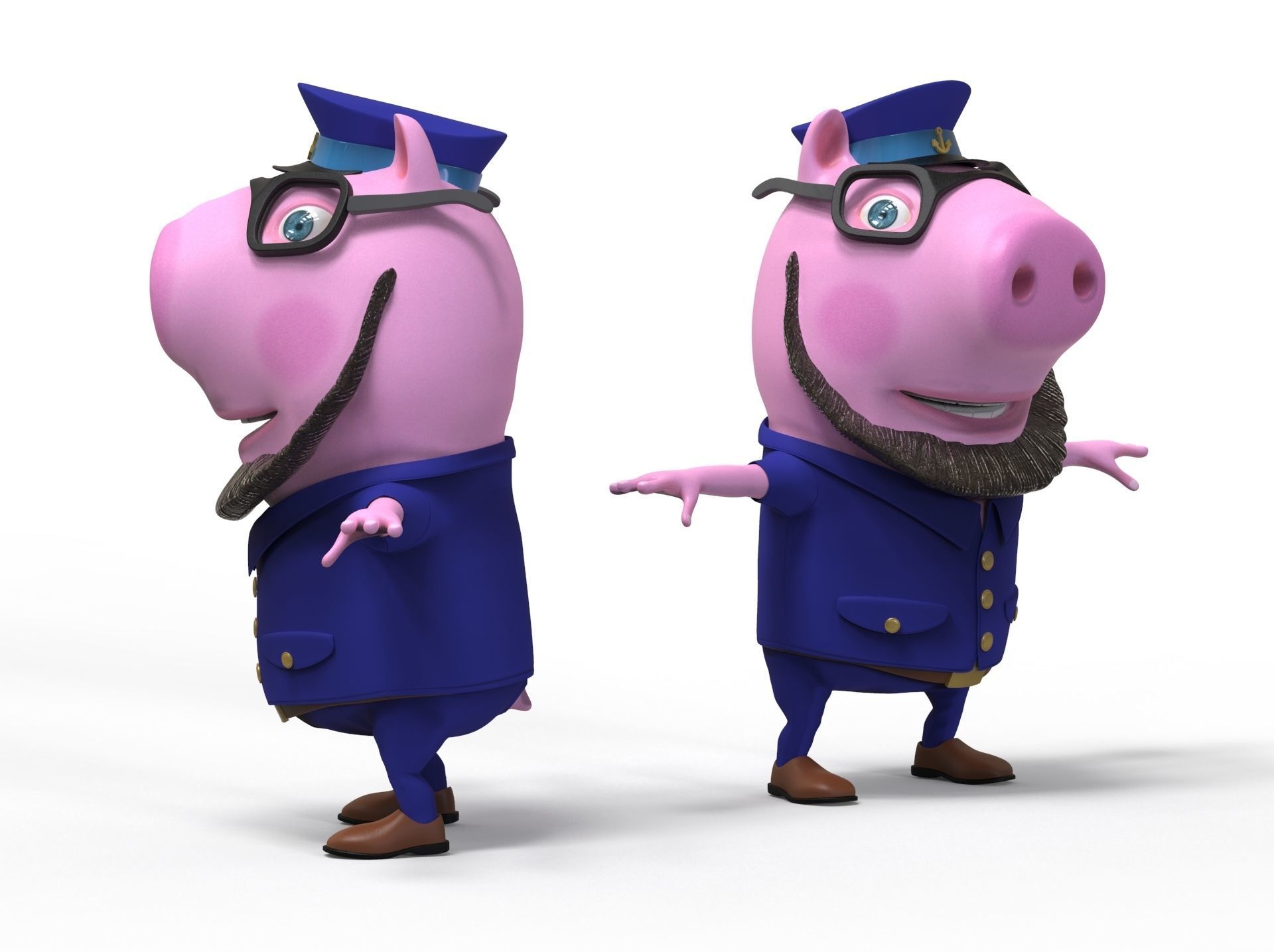 Pig Captain-cartoon character 3D model_6