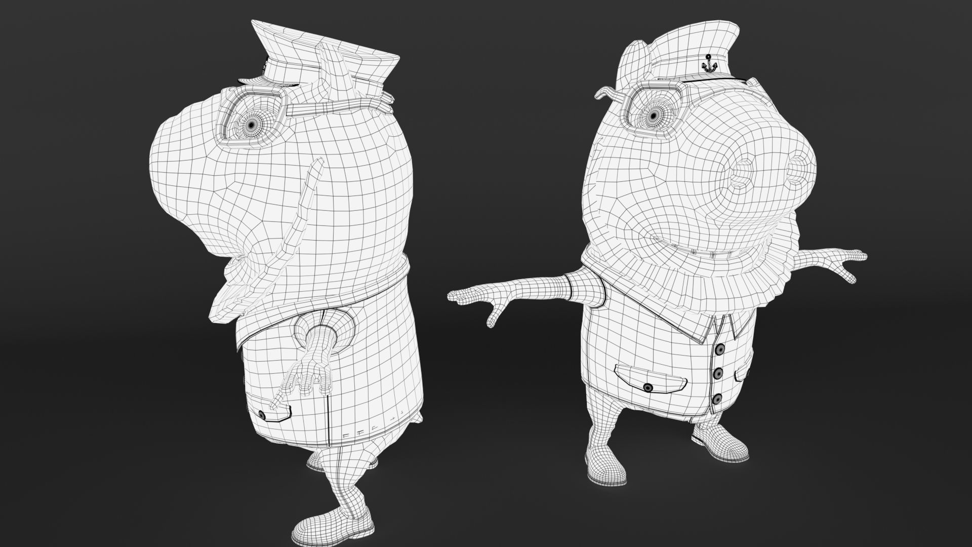 Pig Captain-cartoon character 3D model_11