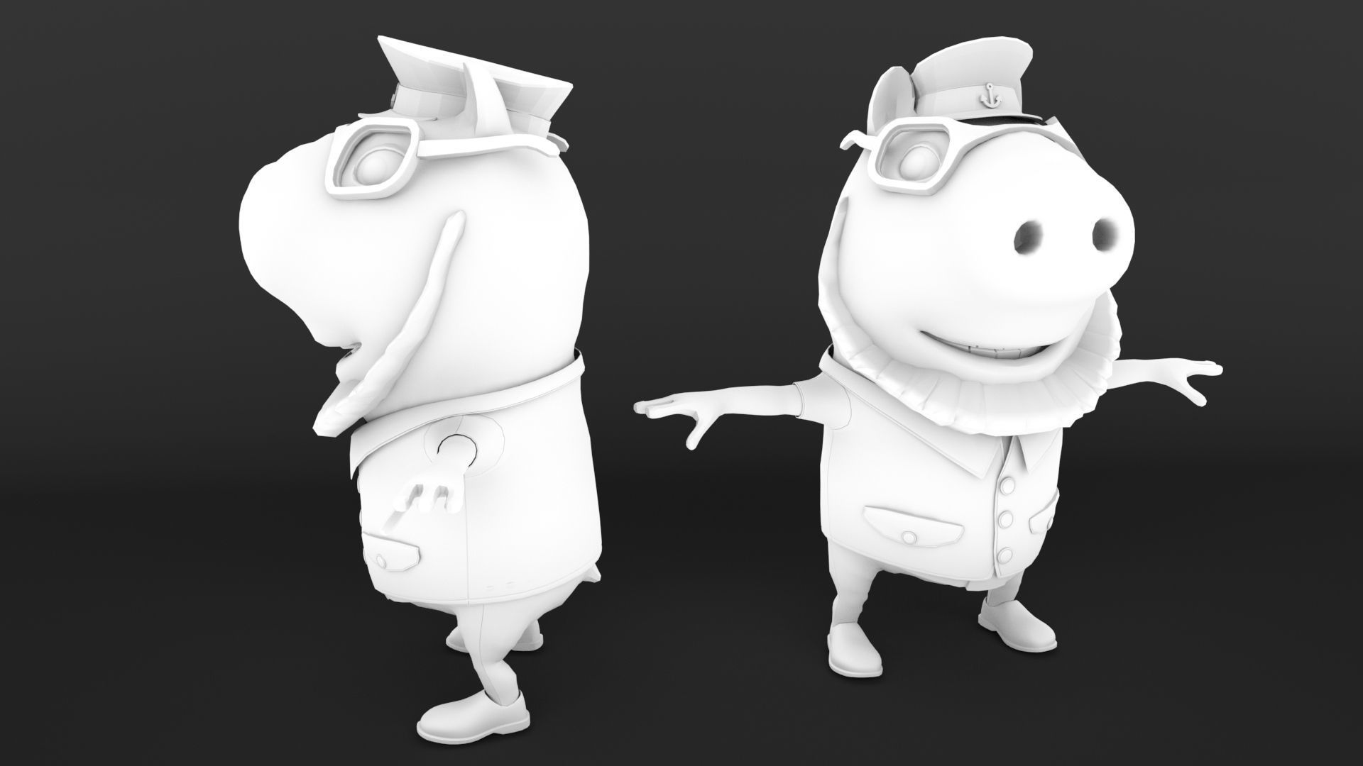 Pig Captain-cartoon character 3D model_9