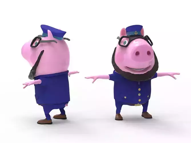  Pig Captain-cartoon character 3D model