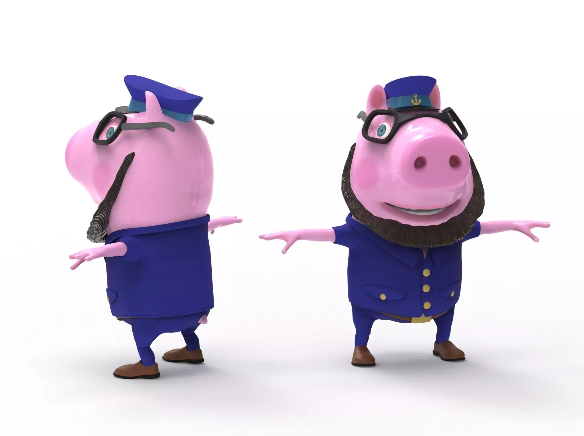 Pig Captain-cartoon character 3D model_0