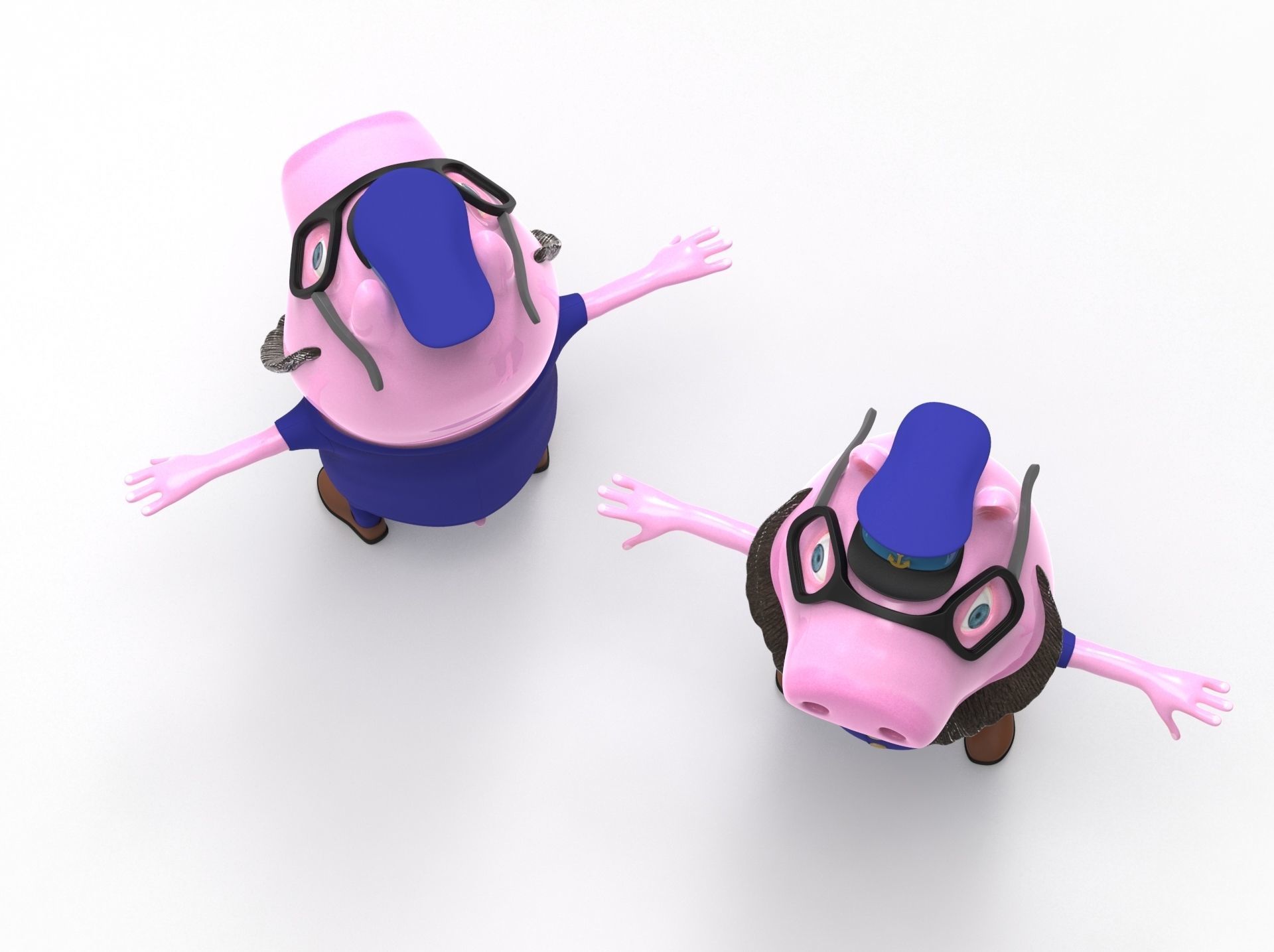 Pig Captain-cartoon character 3D model_2