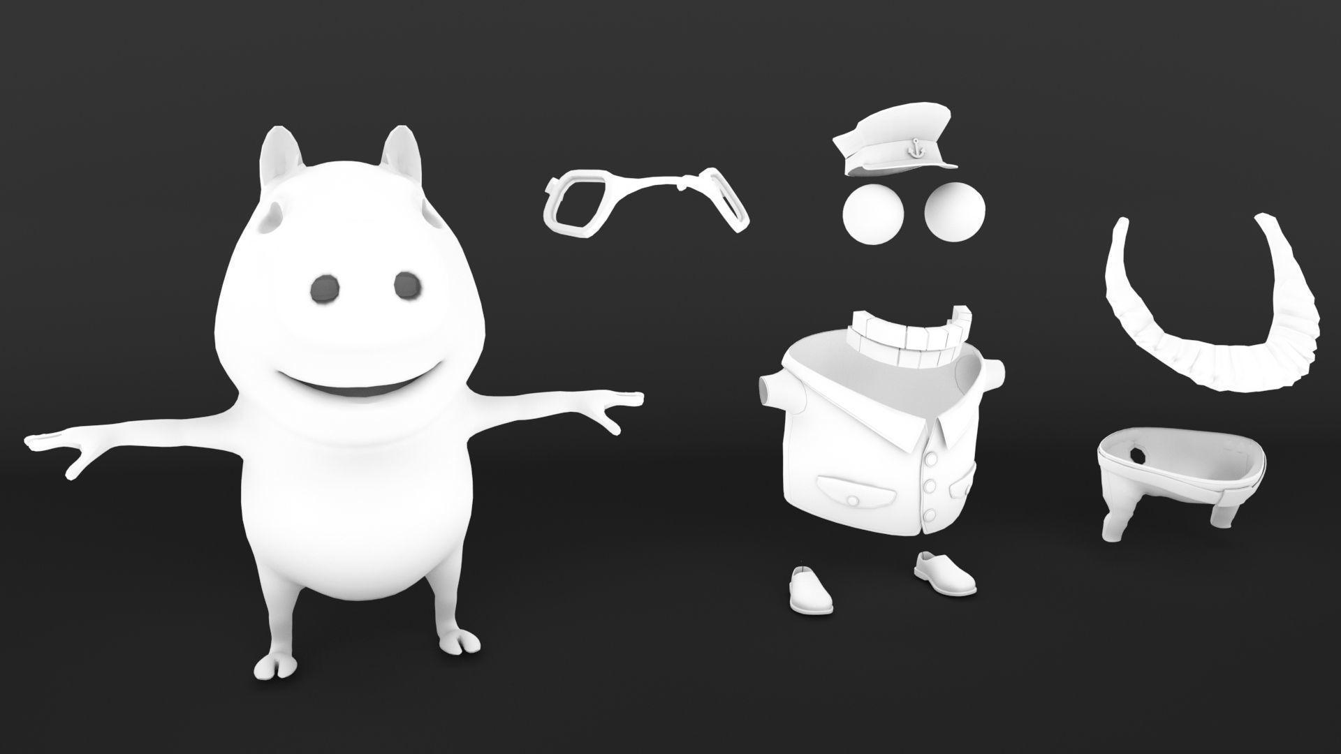 Pig Captain-cartoon character 3D model_10